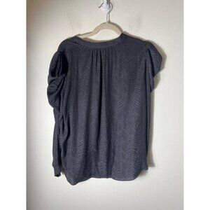 Current Air Black Long Sleeve High Low Hem Button Up Blouse Sz L